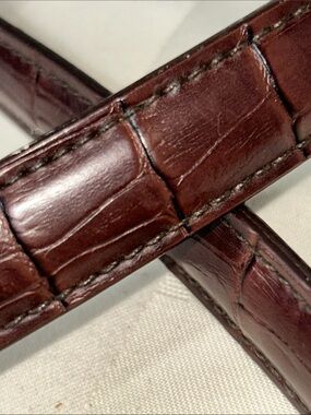 Dark Brown Croc-Embossed Leather Messenger Strap